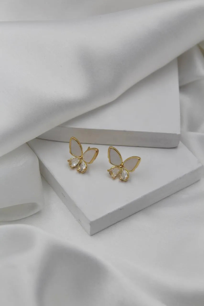 Delicate Butterfly Crystal Stud Earrings