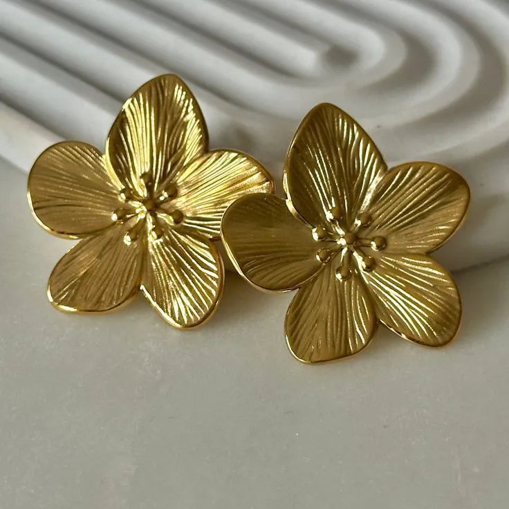 Floral Gold Statement Earrings