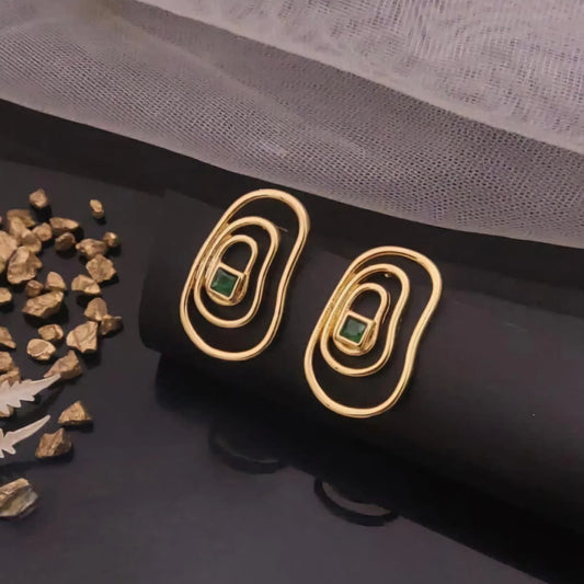 Geometric Green Gem Earrings