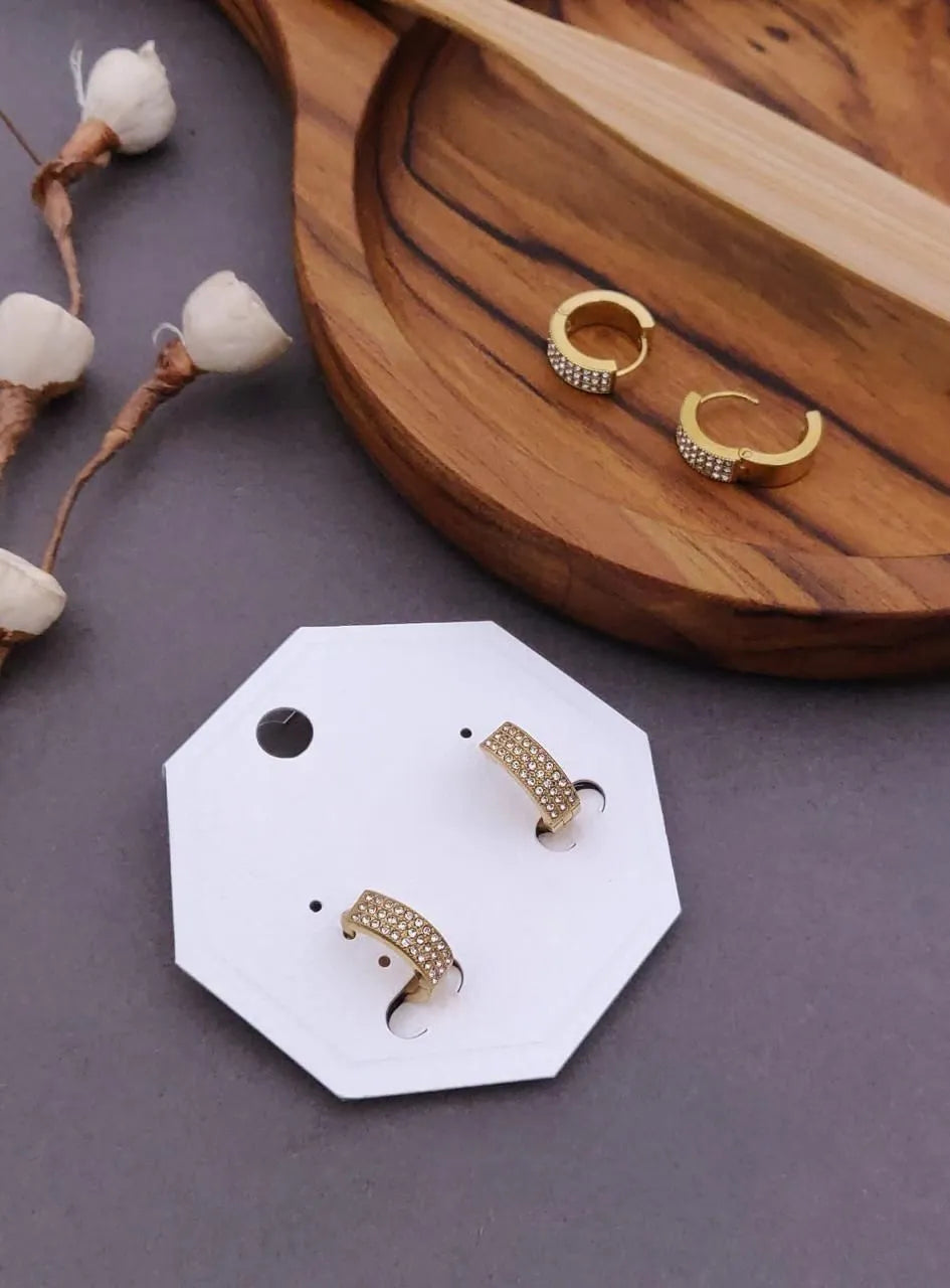 Gold-Plated Sparkling Huggie Earrings