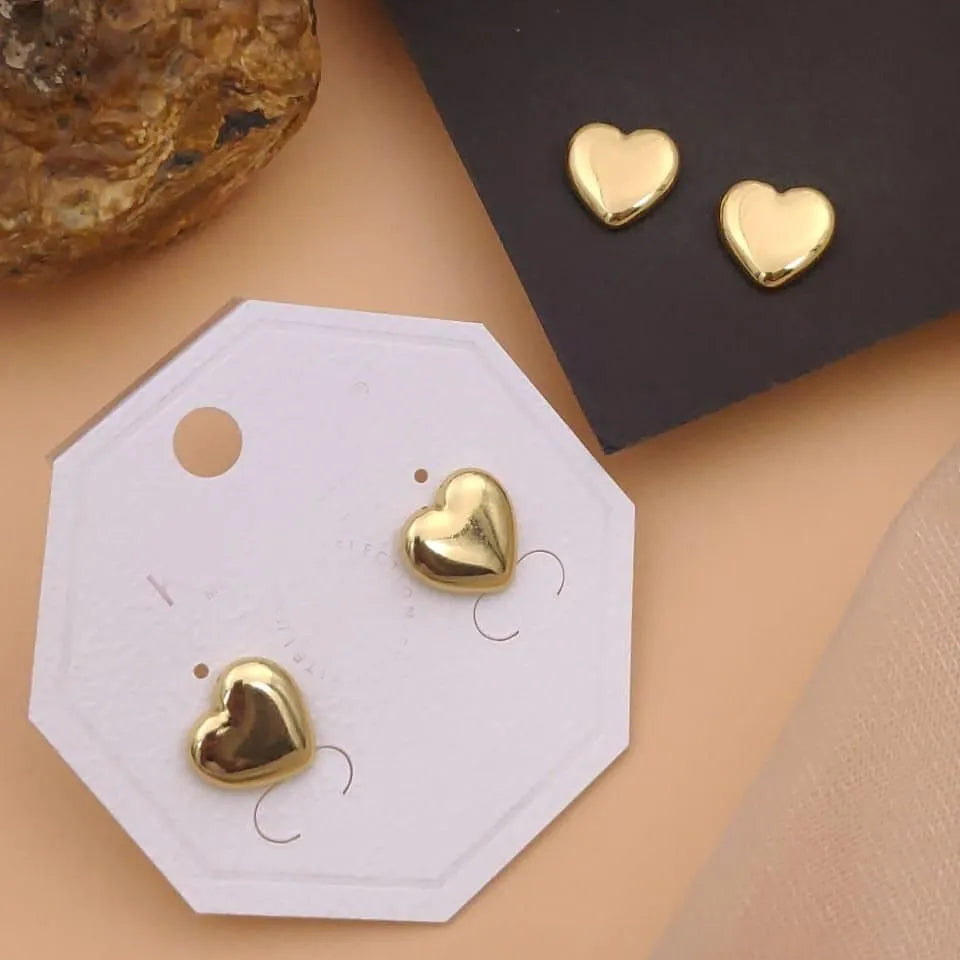 Classic Gold Heart Stud Earrings