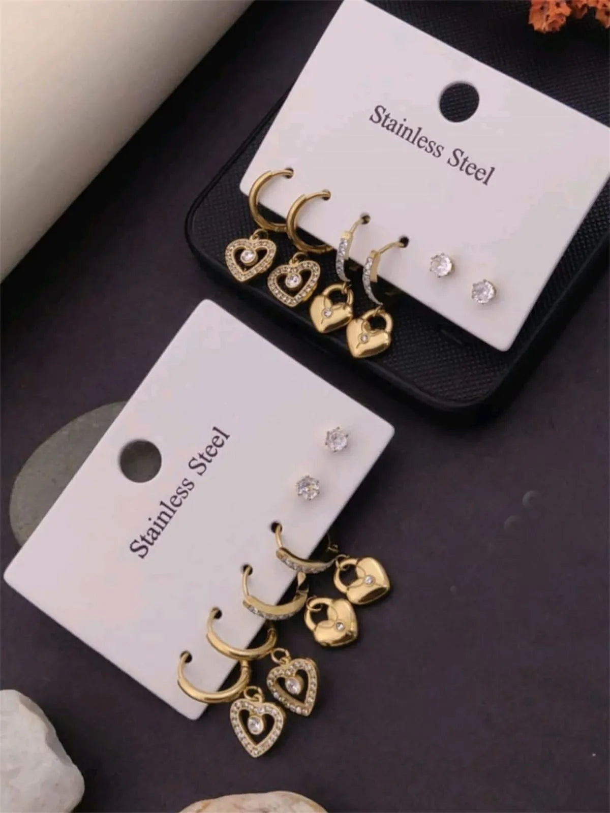 Heart & Stud Earrings
