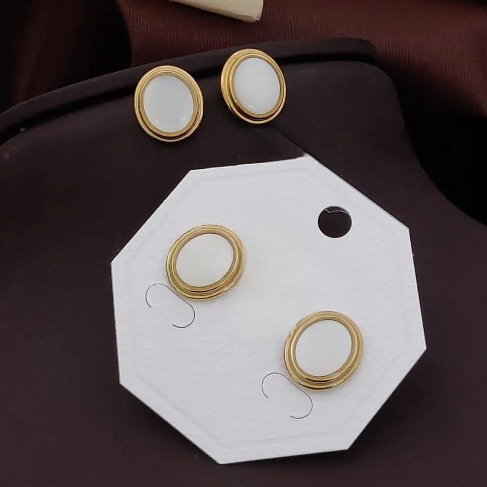 Oval Ivory Stud Earrings