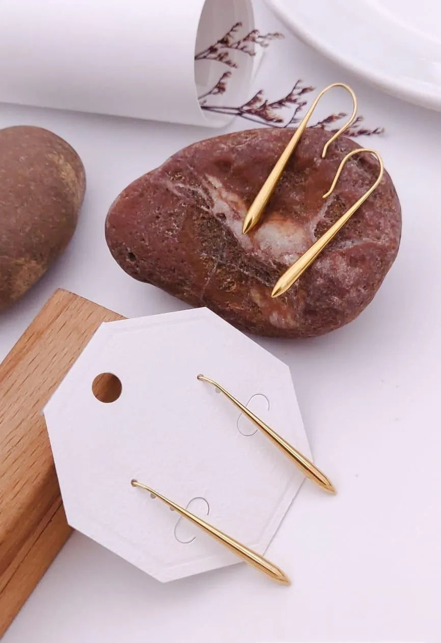 Elegant Long Drop Gold Earrings