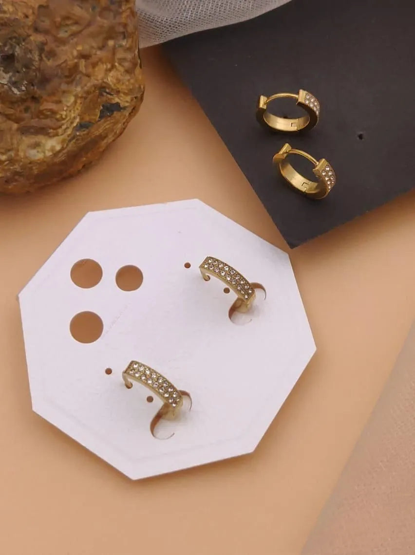 Micro Crystal Gold Hoop Earrings