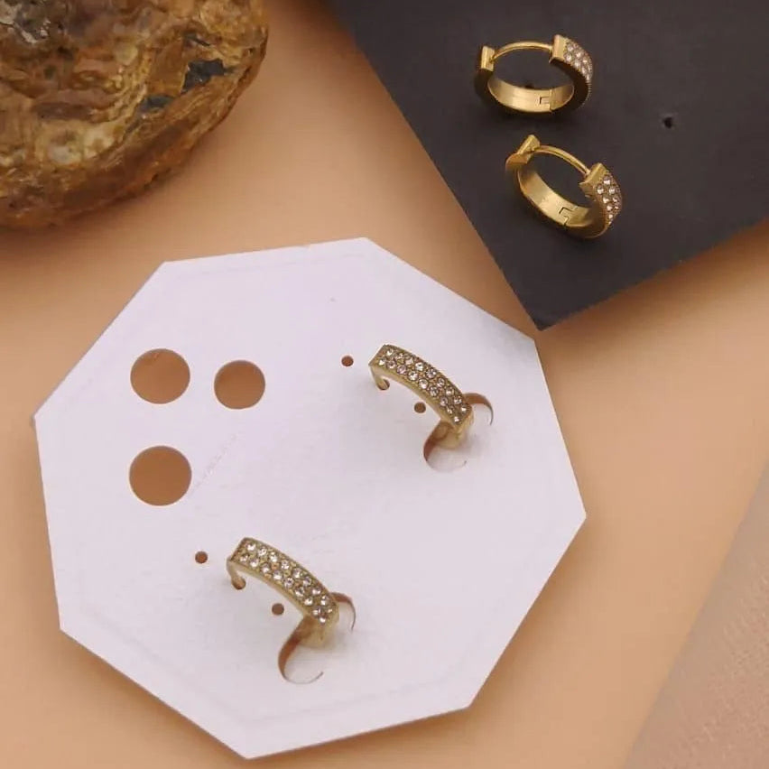 Micro Crystal Gold Hoop Earrings
