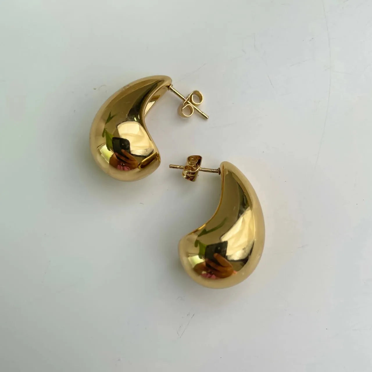 Modern Sculpted Drop Hoop Earrings