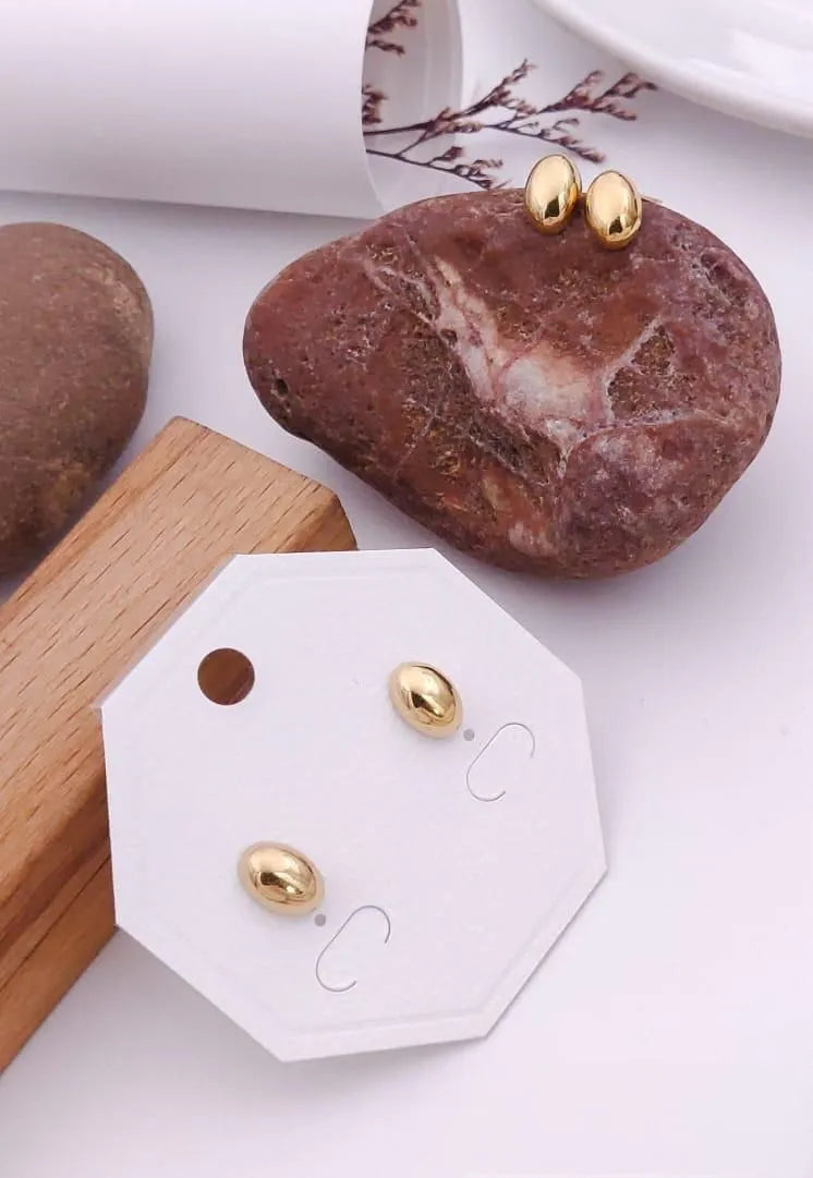 Oval Dome Gold Stud Earrings