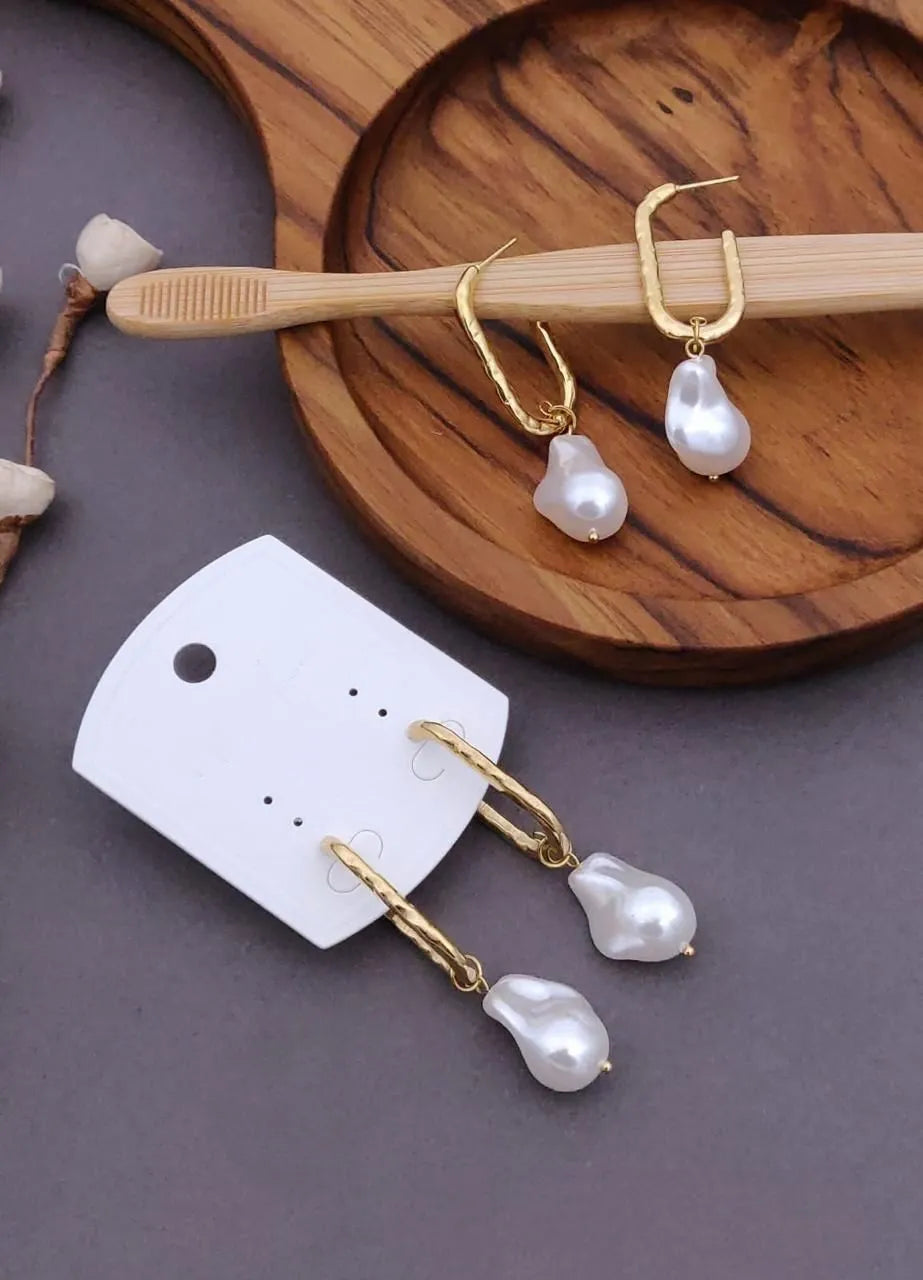Elegant Gold-Plated Pearl Drop Earrings