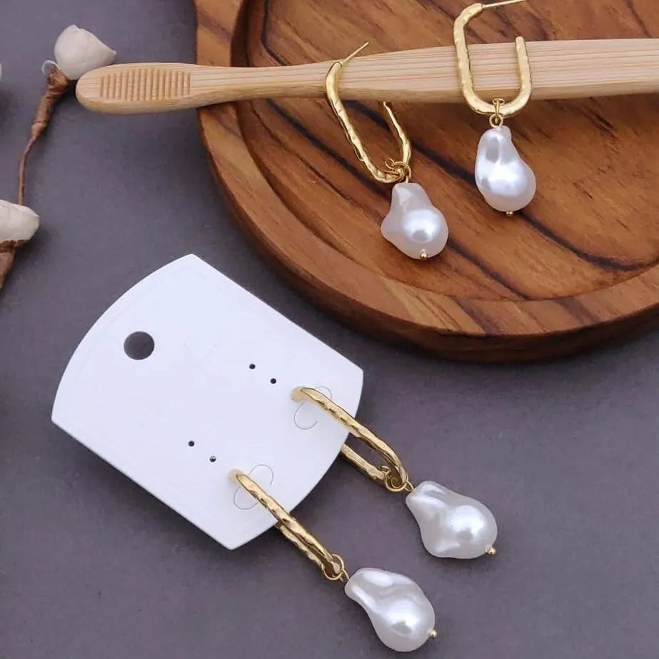 Elegant Gold-Plated Pearl Drop Earrings