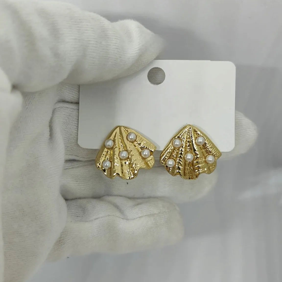 Pearl Fan Stud Earrings