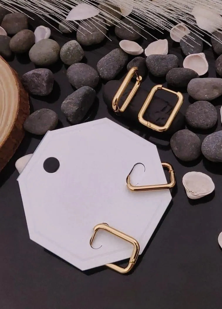 Geometric Gold Square Hoop Earrings