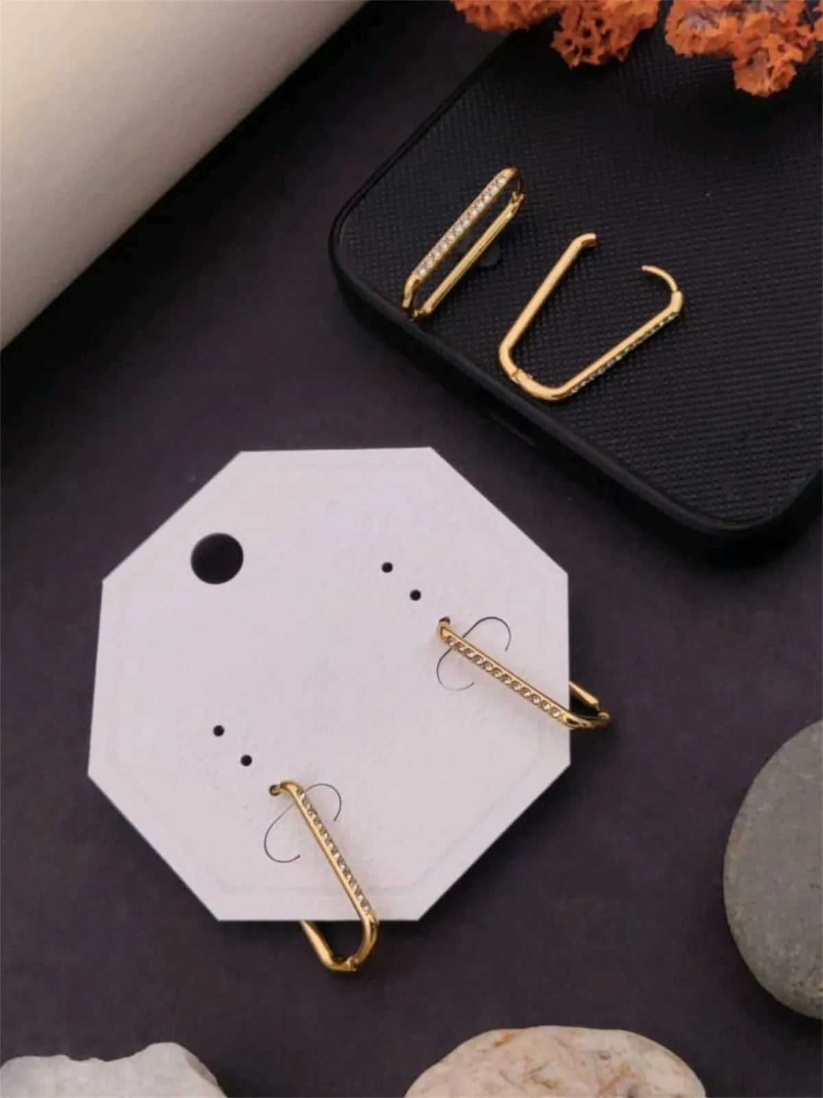 Diamond-Cut Linear Hoop Earrings