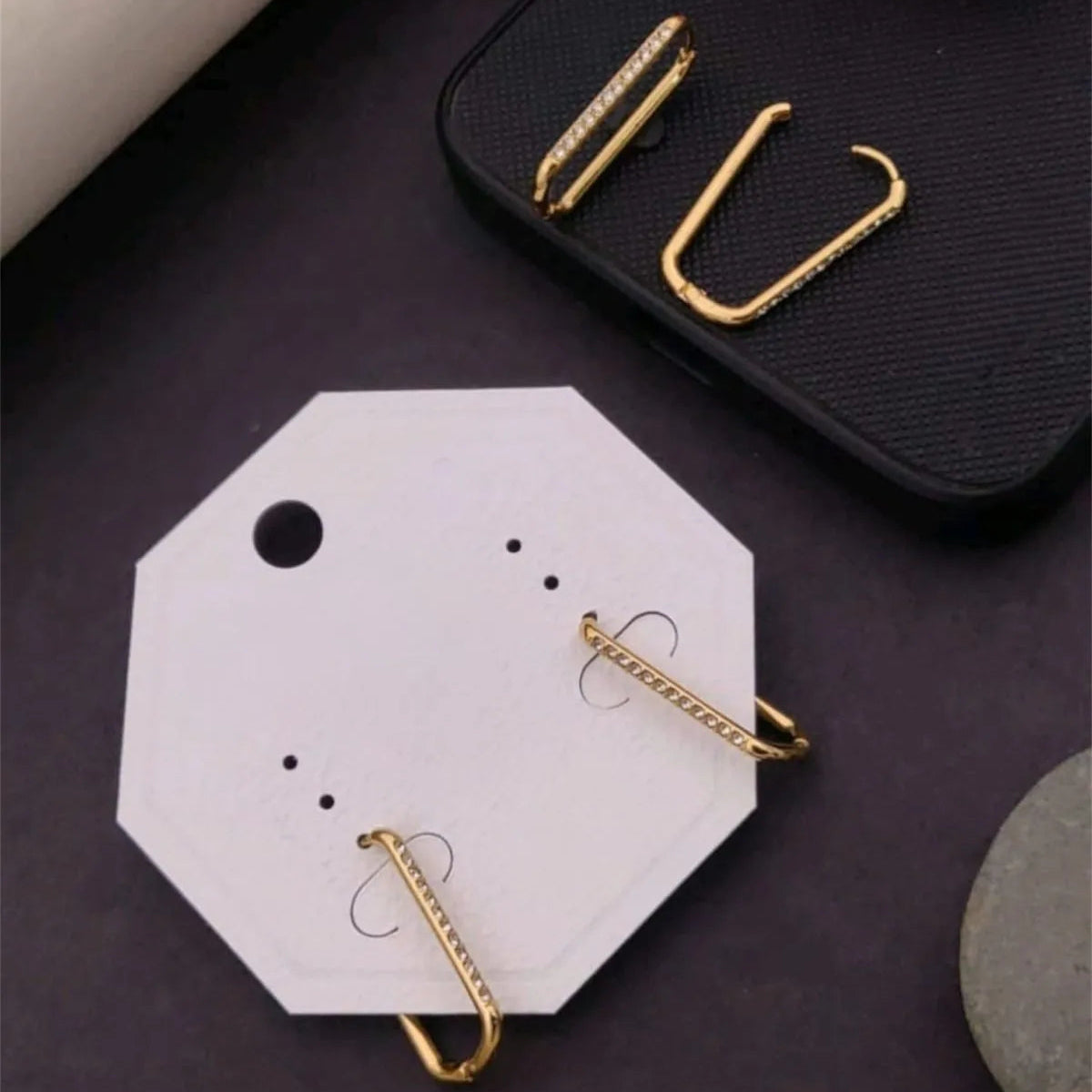 Diamond-Cut Linear Hoop Earrings