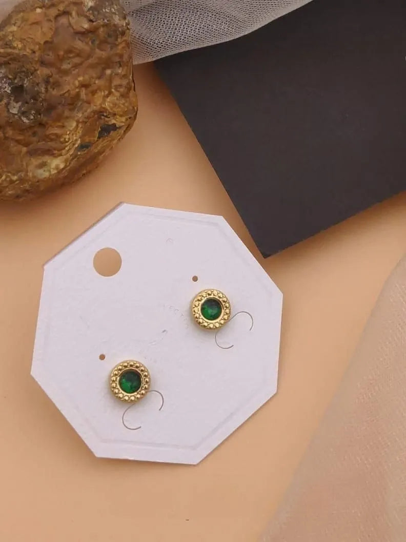 Emerald Beaded Stud Earrings