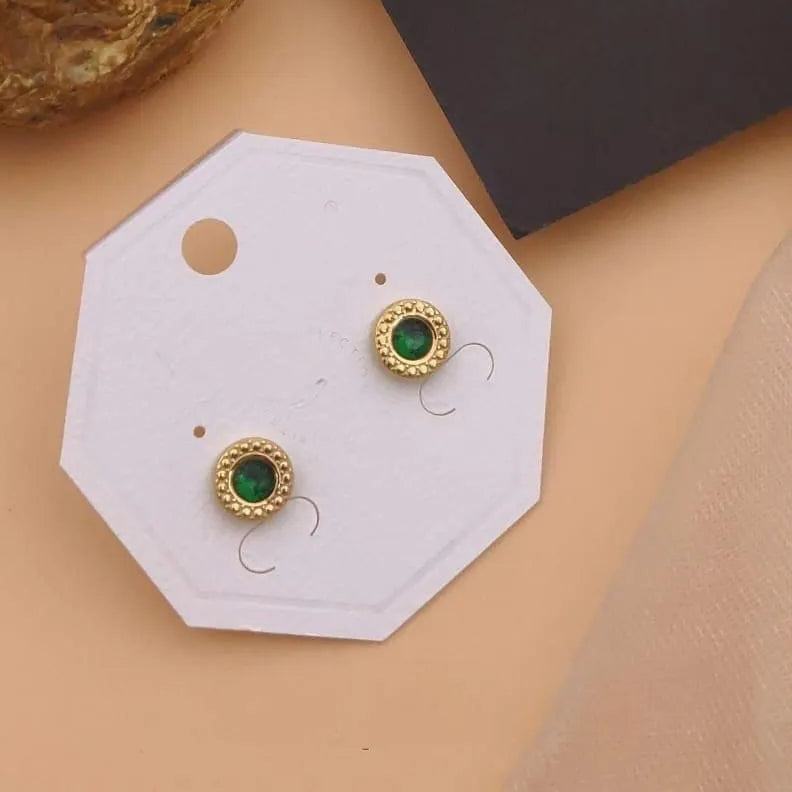 Emerald Beaded Stud Earrings