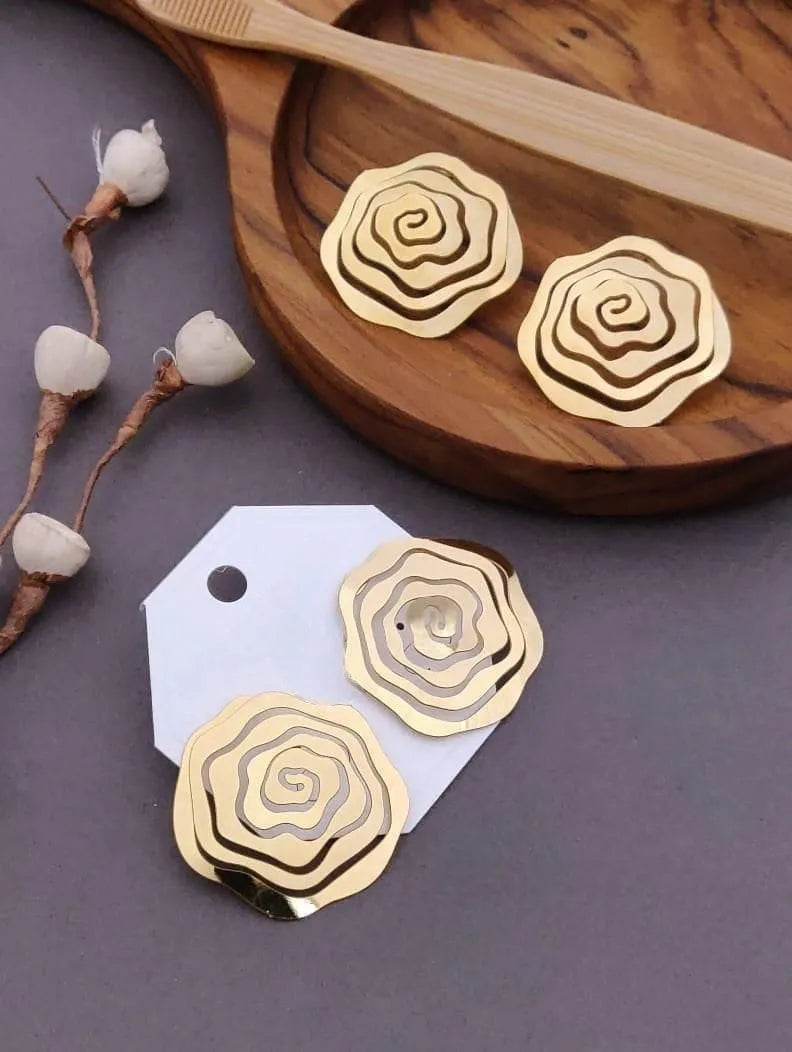 Flower Swirl Metal Earrings