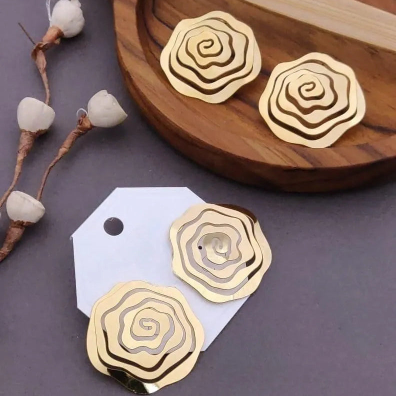 Flower Swirl Metal Earrings