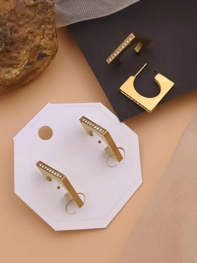 Geometric Crystal Bar Earrings