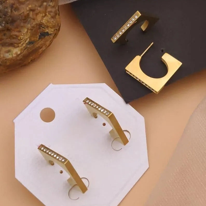 Geometric Crystal Bar Earrings