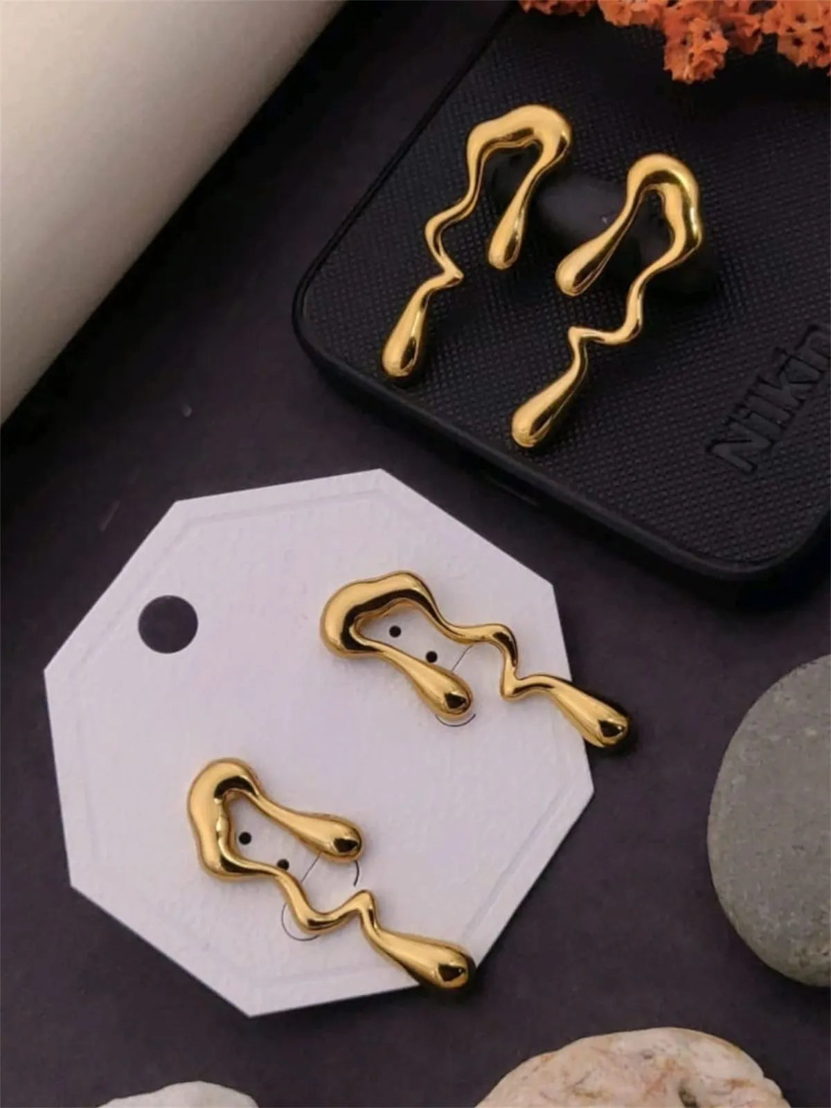 Molten Flow Gold Earrings