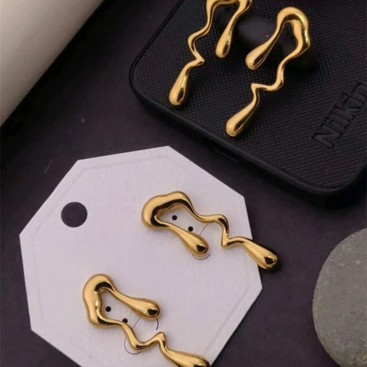 Molten Flow Gold Earrings