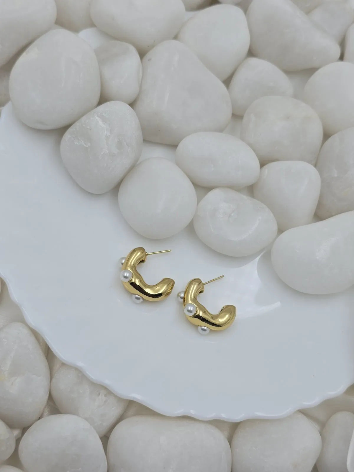 Gold-Plated C-Shaped Earrings