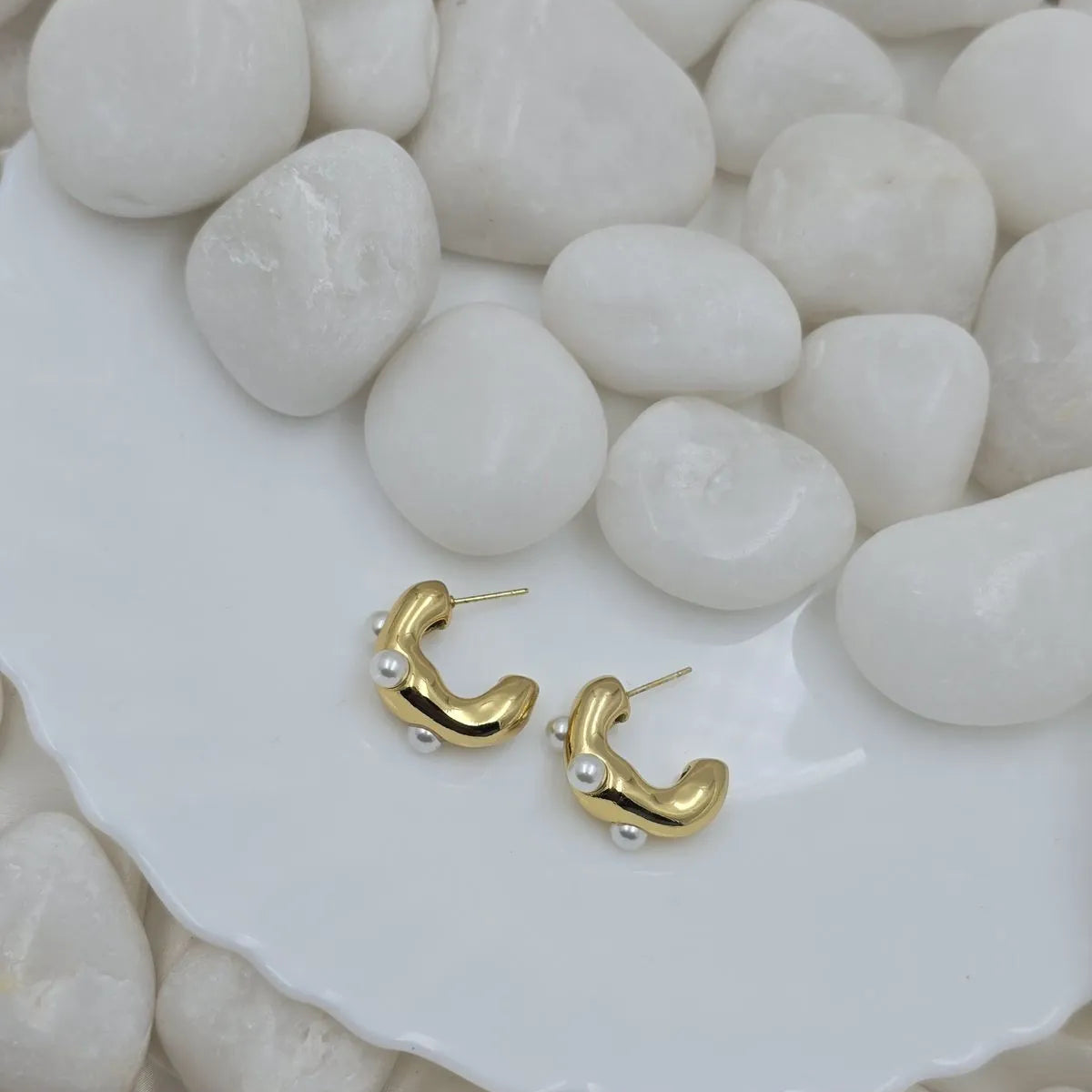 Gold-Plated C-Shaped Earrings