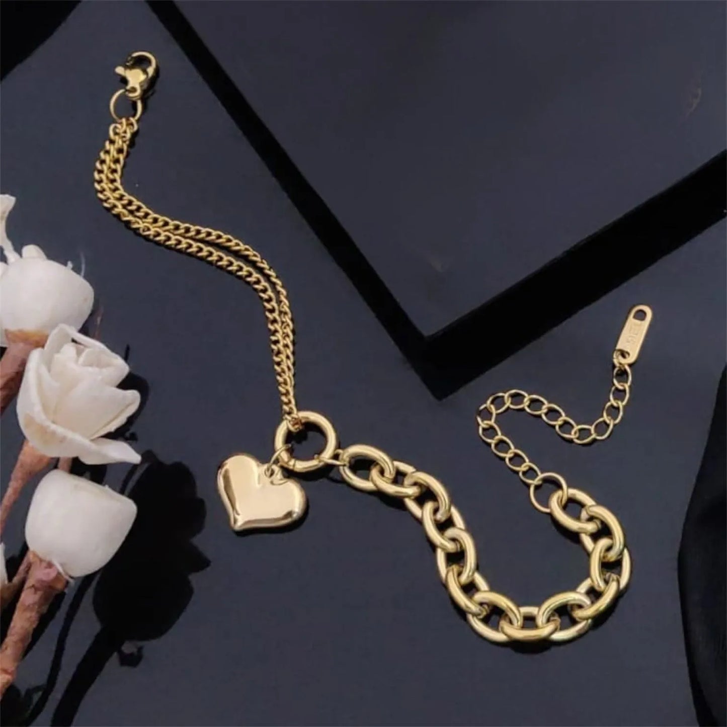 Heart Charm Anti-Tarnish Bracelet