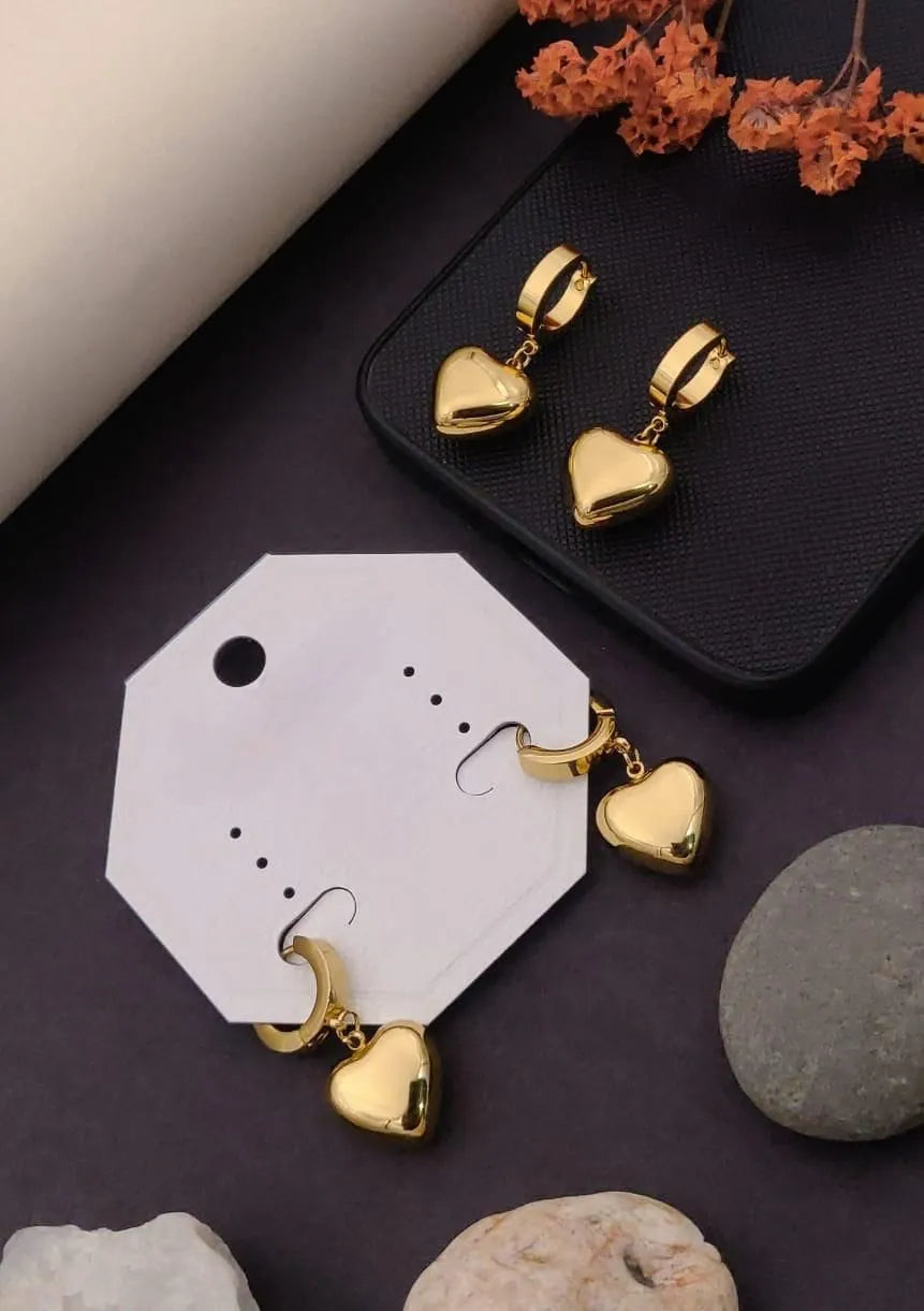 Heart Dangle Hoop Earrings