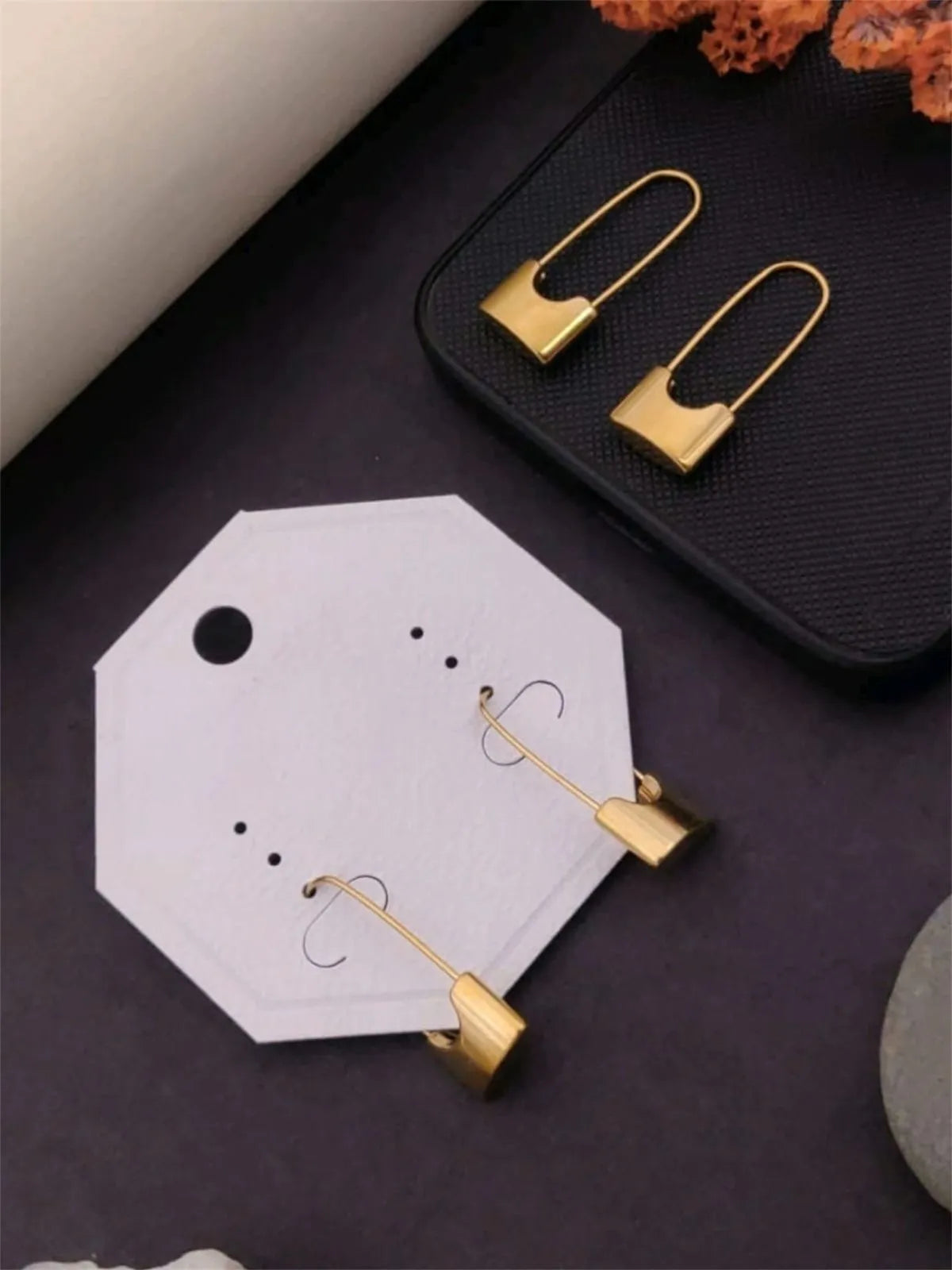 Modern Lock Drop Earrings