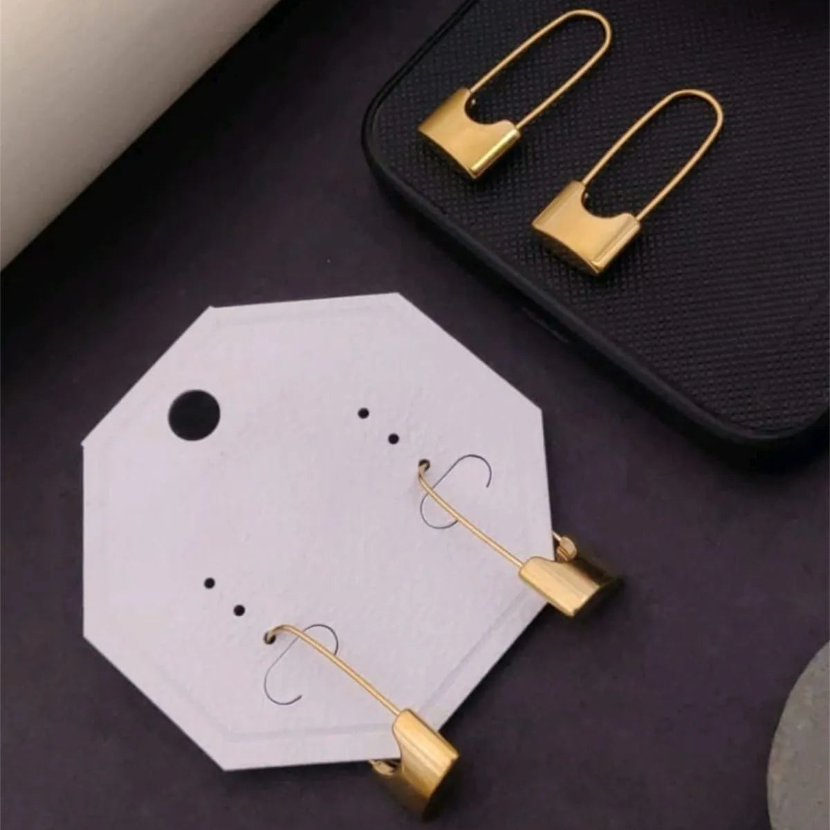 Modern Lock Drop Earrings