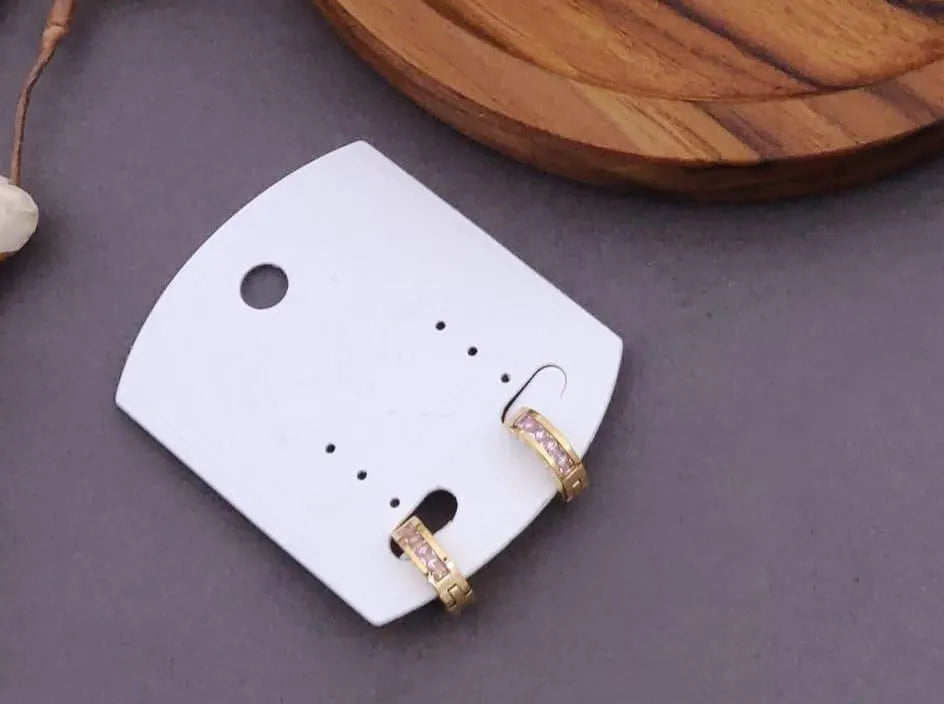 Pink Greek Pattern Hoop Earrings