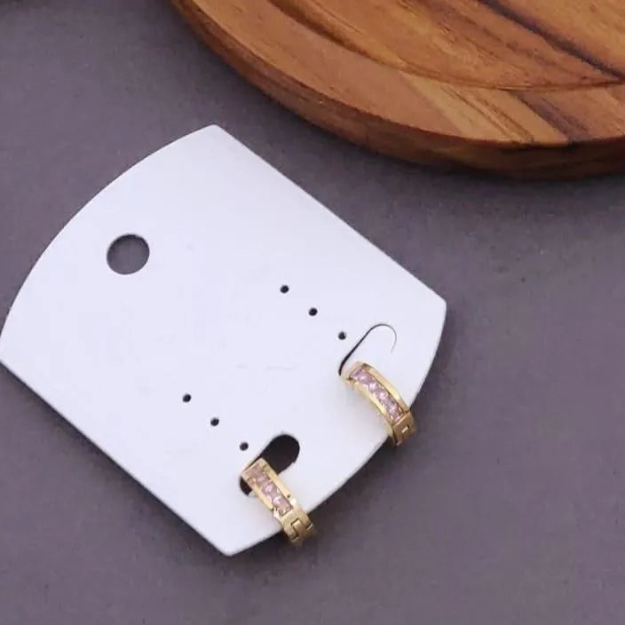 Pink Greek Pattern Hoop Earrings