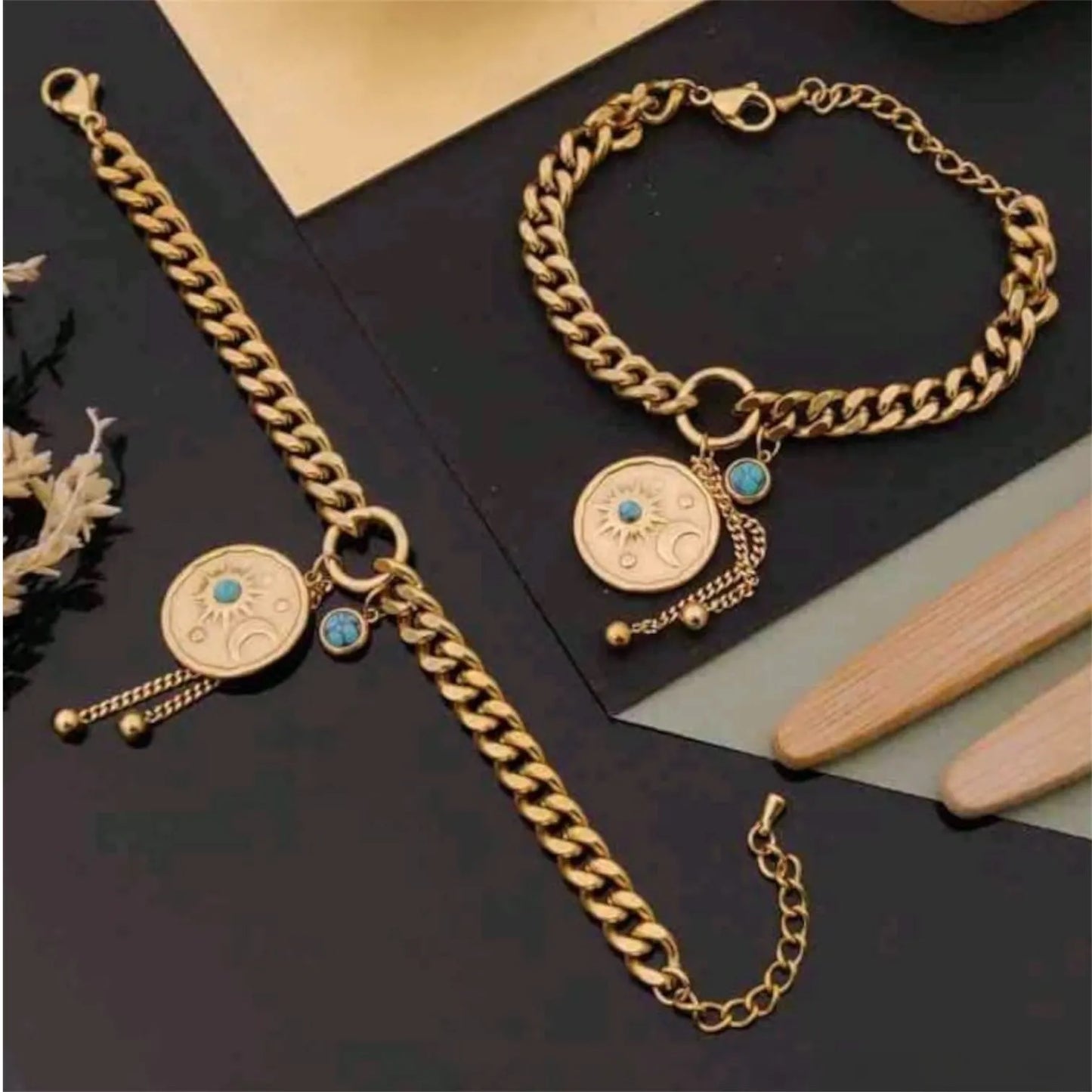 Sun & Moon Charm Anti-Tarnish Bracelet