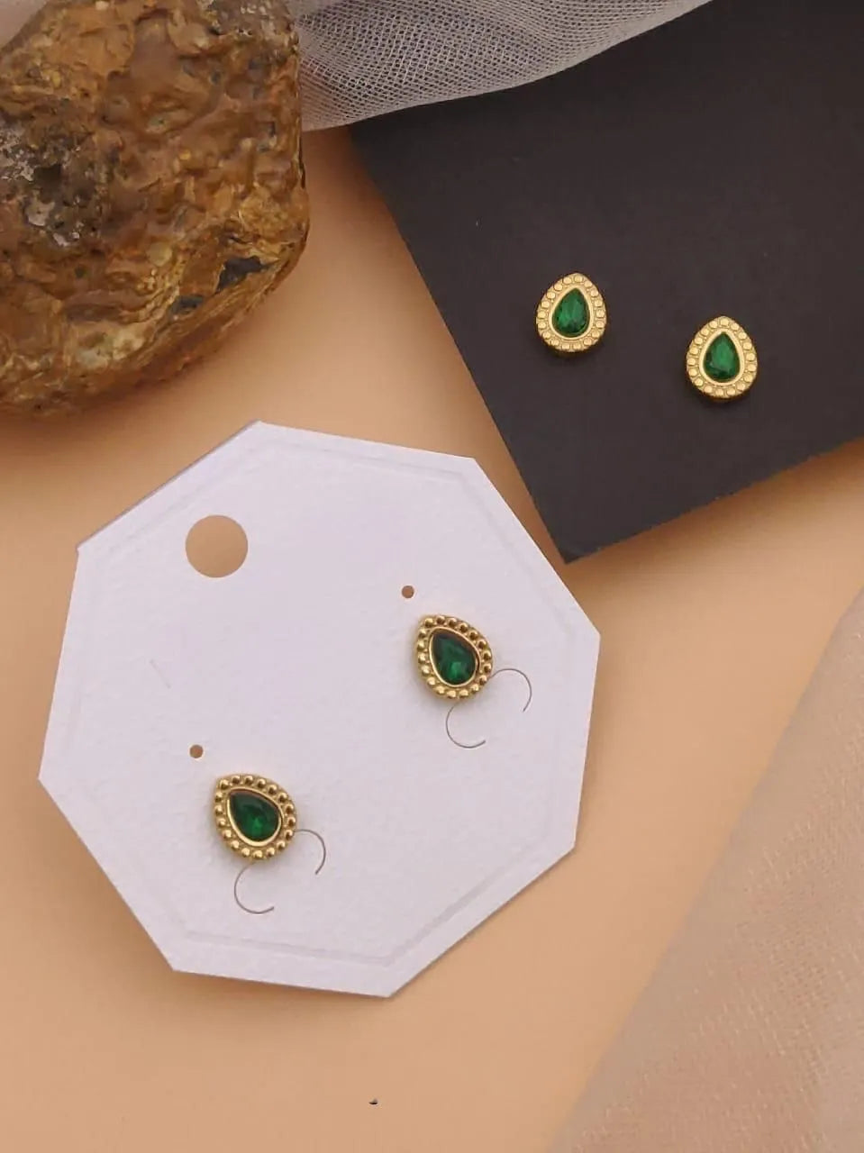 Teardrop Emerald Stud Earrings
