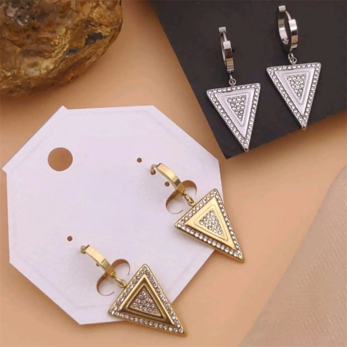 Triangle Crystal Drop Earrings