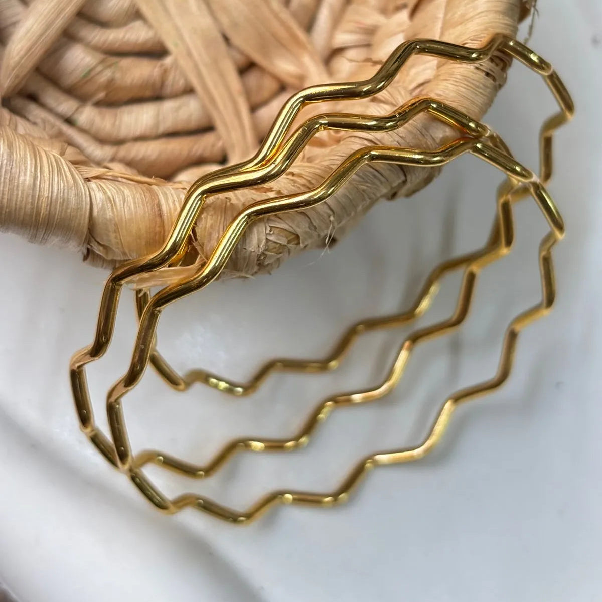 Zigzag Luxe Gold Bangles (3SET)