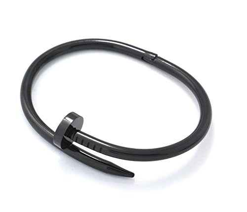 Black Stainless Steel Nail Bracelet – Sleek & Bold Statement Jewelry
