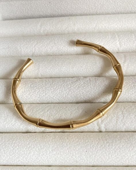 Gold-Plated Bamboo Kada Bracelet – Nature-Inspired Minimalist Jewelry