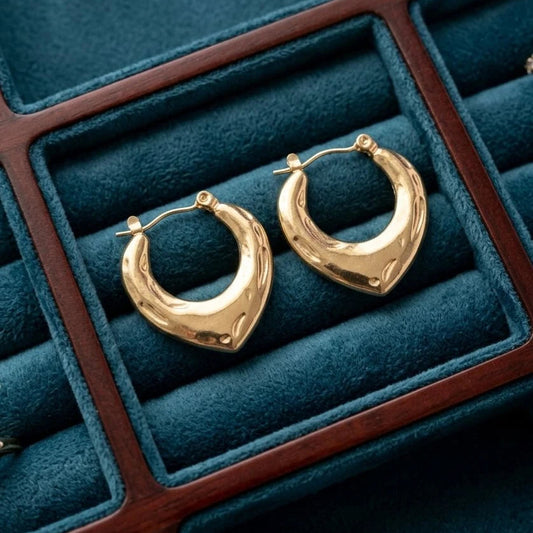 Aurelia Heart Gold Hoop Earrings