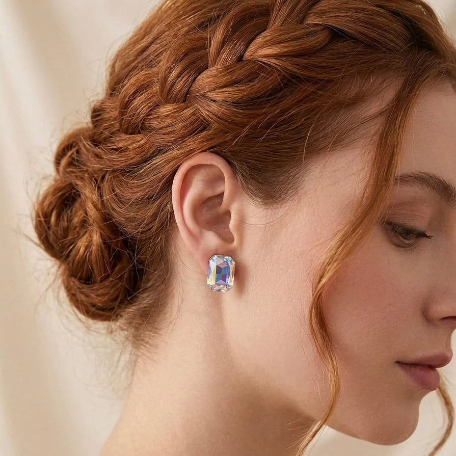 AuroraGem Rectangle Stud Earrings