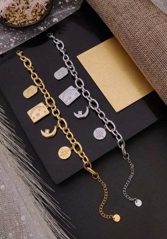 Star Moon Gold Silver Anti-Tarnish Bracelet