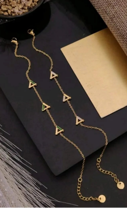 Triangle Green White Gold AntiTarnish Bracelet