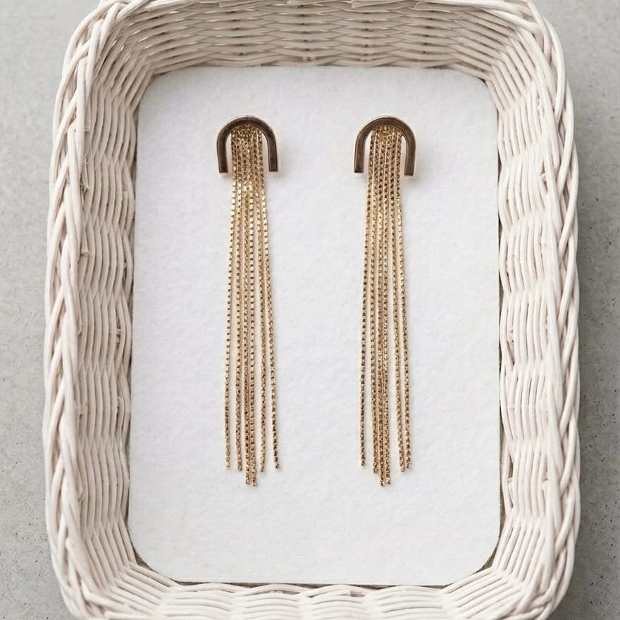 Celestia Gold Tassel Drop Earrings