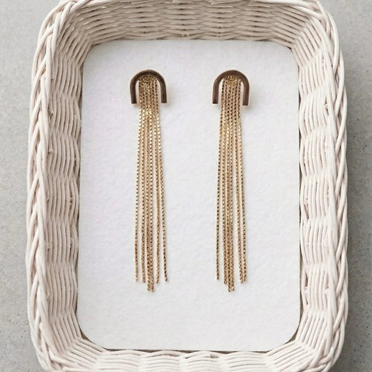 Celestia Gold Tassel Drop Earrings