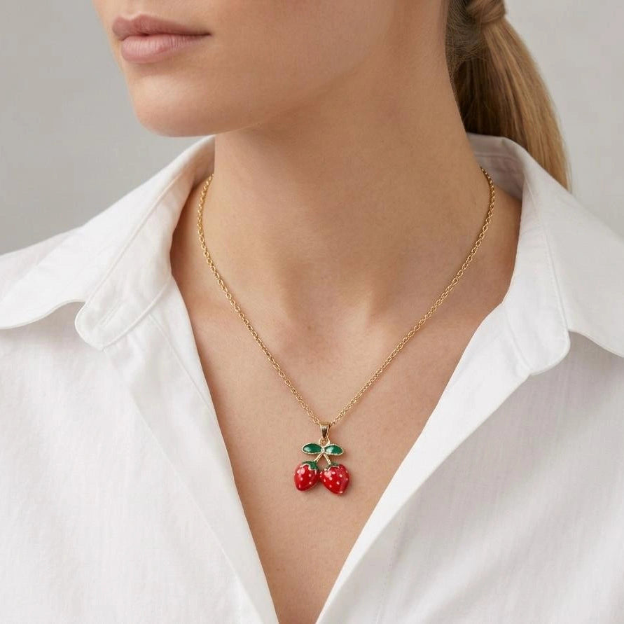 Cherry Charm Gold Necklace