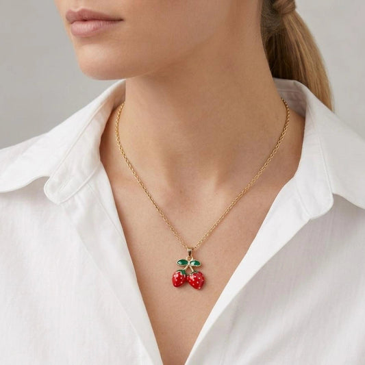 Cherry Charm Gold Necklace