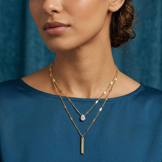 Crystal Bar Layered Necklace