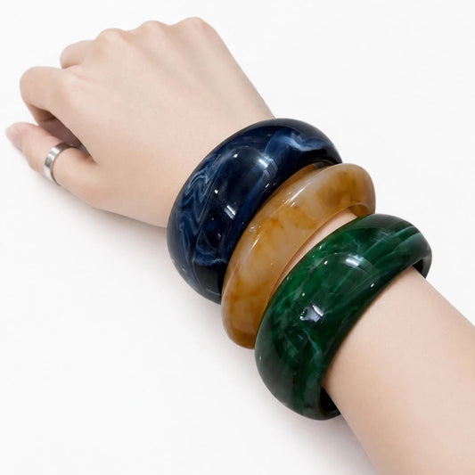 Luxe Marble Resin Bangle Set